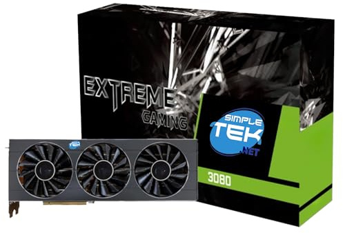SIMPLETEK - Scheda Video per Gaming 4K e Rendering Professionale 10GB GDDR6X - Alte Prestazioni - 8704 Core di Elaborazione - 1x HDMI, 3x DisplayPort