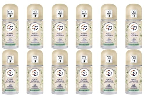 12x CD Deodorant Deo Roll-on Jasminblüte Deodorant 48h Schutz,ohne Aluminiumsalze (ACH) 48h langanhaltender Schutz für empfindliche Haut geeignet,vegane Körperpflege,50ml (12er Pack)