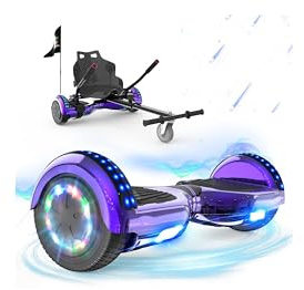RCB Hoverboards mit Sitz Hoverkart komplett für Kinder, Skateboard mit Set, Hoverboards mit LED Lichtern und Bluetooth, Geschenk für Kinder