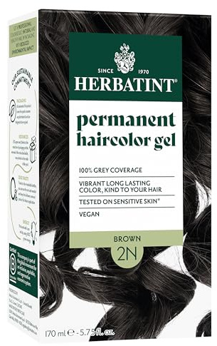 Herbatint Permanent Hair Dye For Women - 2N Brown - For Up To 100% Gray Coverage of Resistant Gray Hair - Ammonia-Free, Alcohol-Free & Vegan - Salon Influenced Hair color 5.75 fl oz