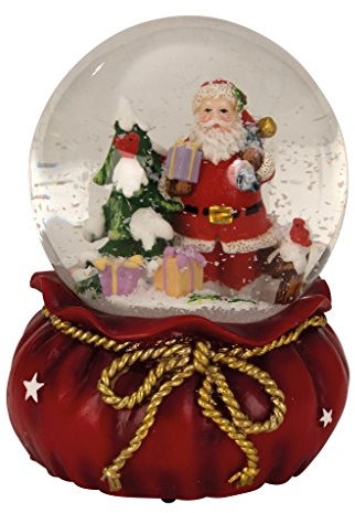 Geschenkestadl Spieluhr Schneekugel Ø 11 cm x 15 cm Weihnachten Weihnachtsmann Spieldose