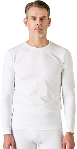 LAPASA Men's Thermal Underwear Top Lightweight Long Sleeve Shirt Crew Neck Base Layer for Running Cycling Outdoors Activity M09 White (1 Top) M