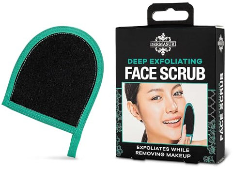 Dermasuri Deep Exfoliating Face Scrub and Body Scrub Mitt - Facial Exfoliator & Skin Cleanser - Part of the Best Skincare Kit for Women & Men - Cleanse Dead or Dry Skin - Face Exfoliation Tool