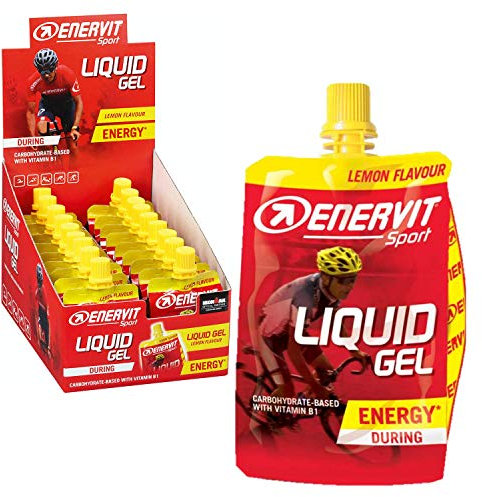 ENERVIT SPORT Liquid Gel Zitrone ohne Koffein | High Carb Energie Gel unverdünnt | Lauf Gel, Energy Gel Sport, Gel Radfahren | 18x60ml