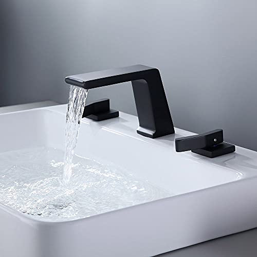 BULUXE Robinet de salle de bain cascade lavabo en laiton massif Noir mat