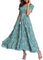 VOGMATE Boho Kleid Damen Lange V-Ausschnitt Kurzarm Blumen Maxikleider Damen Sommer Strandkleid Sommerkleid Herbstkleid Partykleid Blumenkleid Elegant mit Schlitz