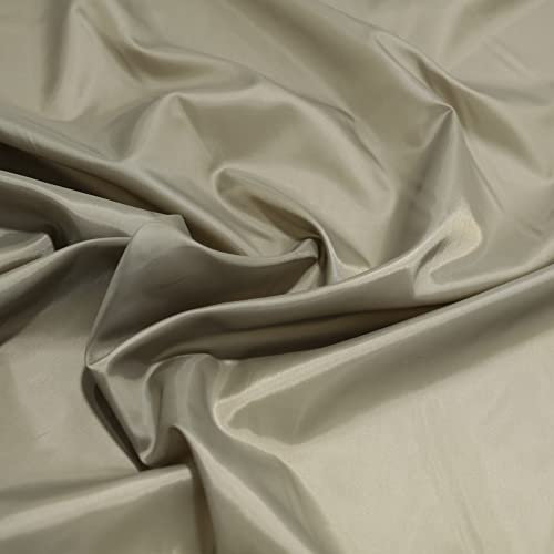 TOLKO 1m Futterstoff Meterware Futter-Taft | Blickdicht knitterarm | universal Stoff Dekostoff Kleiderstoff Hochzeitsstoff Kostümstoff | Stoffe zum Nähen Meterware Dekorieren (Taupe)