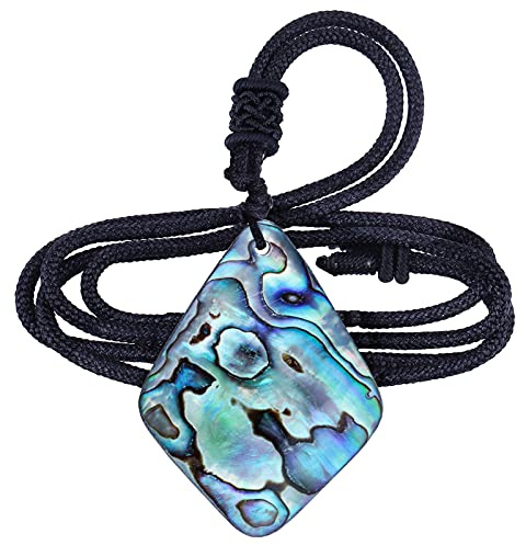 TUMBEELLUWA Collier réglable en ormeau pour homme et femme avec pendentif en coquillage de mer avec cordon de 46 à 64 cm, Coquille d'ormeau, Coquille d'ormeau