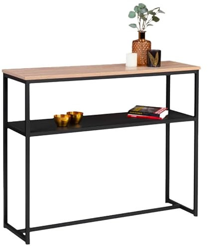 IDMarket - Console Double Boston métal Noir et Bois Design Industriel