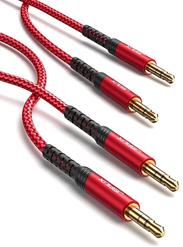 JSAUX Cable auxiliar de audio de 3,5 mm (2 unidades, 1,8 m), cable jack de nailon para auriculares, Samsung Galaxy S10 S9 S8, iPhone, Echo dot, sistemas estéreo para el hogar, smartphones,