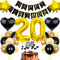 Cnrose 20. Geburtstag Dekoration - Schwarz Gold Party Deko für Männer und Frauen - Tortendeko für 20 Jahre