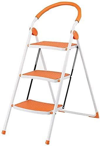 BALAMI Leitern Trittleiter 3 Stufen Hocker klappbar mit rutschfestem ultrabreitem Pedal und Handlauf 150 kg stabile Trittleiter für Erwachsene Schlankes Design Vielseitig einsetzbar für den