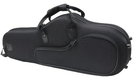 Custodia leggera e resistente per sax contralto interna in peluche Custodia portatile per sassofono tracolla regolabile con tasca frontale in nylon copertura (nero)