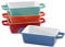 Vencier 4x Set of Mini Stoneware Rectangular Coloured Small Oven to Table Baking Dish - Multi-Purpose Cookware for Lasagne, Pies, Casseroles, Tapas, and Beyond!