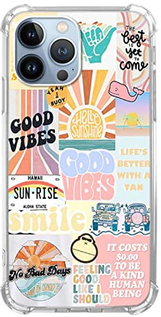Good Vibes Aesthetics Collage Hülle kompatibel mit iPhone 15 Pro, Indie Ästhetik Collage Muster Silikon Stoßfest TPU Bumper Anti-Scratch Cover Case für iPhone 15 Pro