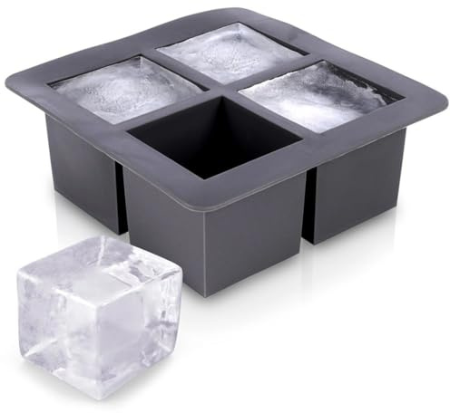 Graue Eiswürfelform aus TPE für kalte Getränke, Kapazität für 4 Eiswürfel, 16 x 16 x 6 cm