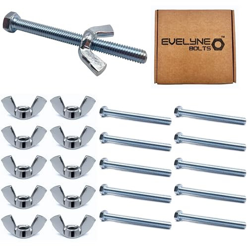 M5 Wing Nut & Bolt 10 Pack (M5 x 50mm Bolts & M5 Nuts)