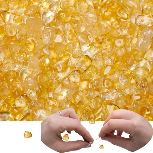 XIANNVXI 400pcs Citrin Perlen zum Auffädeln Kristalle Citrin Stein Perlen Natürlichen Kristall Perlen für Armbänder Ketten Machen Crafting Unregelmäßige Edelsteine Gebohrt DIY Schmuck 5-8mm