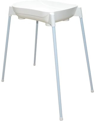 dBb Remond Support Baignoire Bébé Grand Modèle - Support Baignoire Bébé Pieds Amovibles Antidérapants - en Métal rilsanisé Blanc - Tuyau de vidange - H83 x L100 x l53 cm