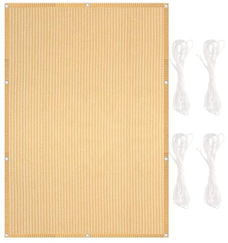 Voile D'Ombrage 1.5 x 4 m Protection Solaire en Tissu HDPE Voile Solaire sur Mesure avec Oeillets et Cordons pour Terrasse Jardin Extérieur, Jaune Sable
