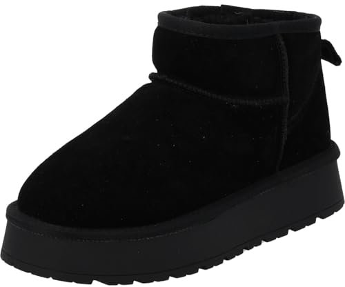 Palado Stiefeletten Damen Chinu by Sila Sahin – bequeme Boots aus Leder - warm gefütterte Stiefel - modische Winterschuhe Schwarz UK5,5 - EU38