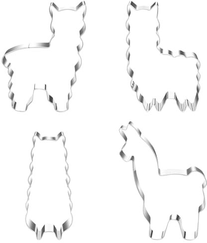 4 Stück Ausstechformen Alpaka, Edelstahl Ausstechformen Tier Metall Ausstechform Tiere Keksausstecher Plätzchen Ausstecher Plätzchenformen für Cookie Fondant Teig Backen