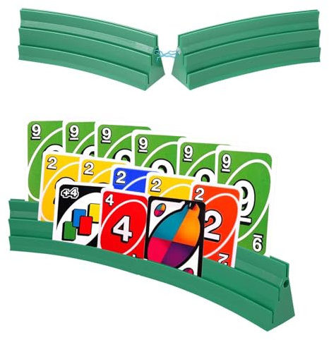 4 supporti per carte da gioco, 3 rampe per carte da gioco, impilabili, con montaggio magnetico, per feste di anziani, bambini, artrite (verde)