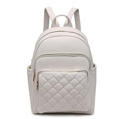 JFY Quilted Check Pattern Backpack (Beige)