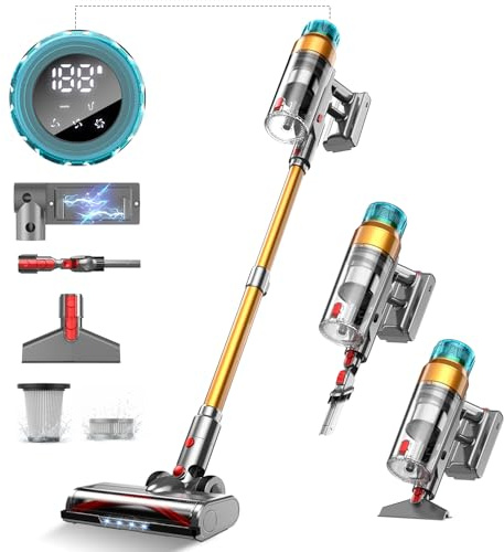 MBYULO Cordless Vacuum Cleaner for Home 600W 55Kpa Upgraded Powerful Stick Vacuum Up to 60Mins, Anti-Tangle & Wall Mount Charging, 8 in 1 Lightweight Vacuum Cleaners for Home/Pet Hair/Carpets/Floors