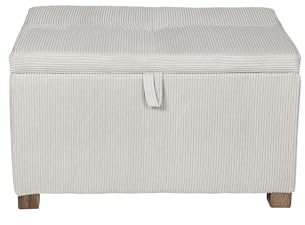 Gaia Baby Serena Footstool | Padded Nursery Stool with Hidden Storage & Oak Legs – Ecru Corduroy