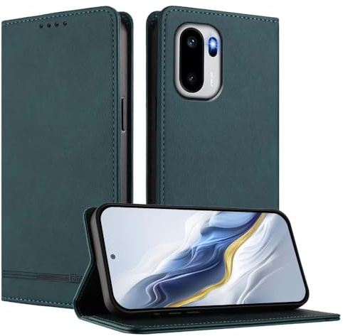 JNERBUYI Leder Handyhülle für OnePlus Ace 6, Premium Flip Case, Business Hülle mit Starkem Magnet, Stoßfest Schutzhülle.Wallet Handy Cover. Grün