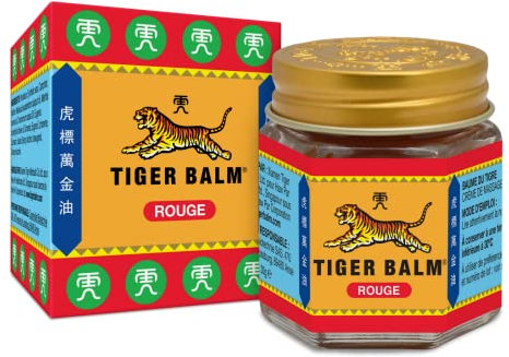 Tiger Balm - BAUME DU TIGRE Rouge à effet chauffant - Contient du camphre et du menthol - Pour sportifs, avant l'effort ou les tensions du quotidien, Réduit les tensions par le massage - 19 g
