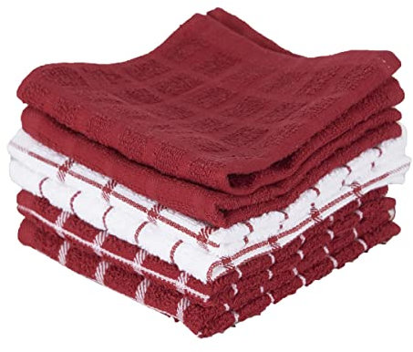 Ritz 100% Terry Cotton, Highly Absorbent Dish Cloth Set, x 12”, 6-Pack, Paprika Red