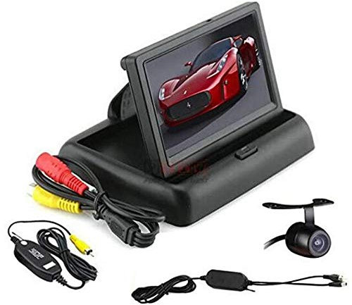 BW 10,92 cm faltbarer Farbe Auto Rear View Monitor + Auto Rückfahrkamera Funk Rückfahrsystem CCD wasserdicht