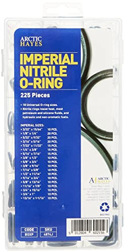 Arctic Hayes BOXP Imperial Nitrile O-Ring Assortment Washer 225-Pieces Kit, Black - Imperial