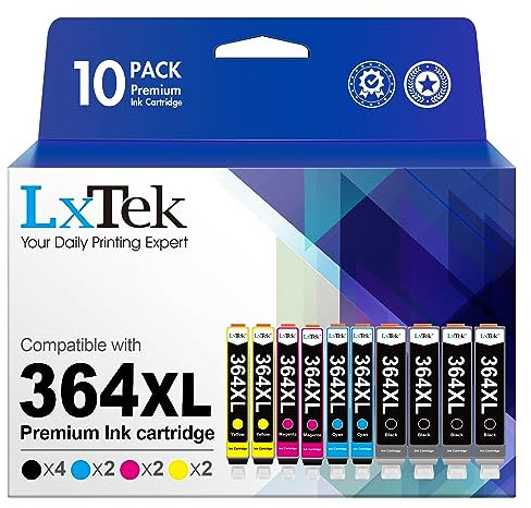 LxTek 364 364XL Patronen Kompatible für HP 364 Druckerpatronen Schwarz für HP 364 364XL für HP Photosmart 5520 Druckerpatronen Deskjet 3520 Patronen 3520 4622 7520 3522(10er-Pack)