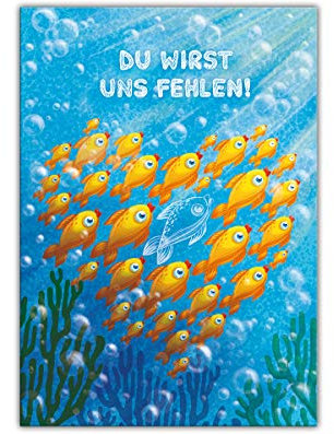 Abschiedskarte für Kollegen Kollegin für Jobwechsel Kündigung Firmenwechsel Klappkarte mit Umschlag in XXL-Format A4 Fische