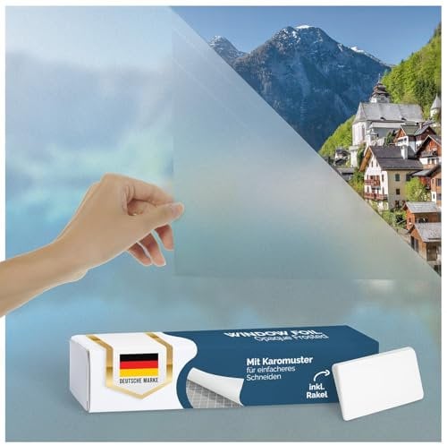 Blumtal Fensterfolie 44,5x200 cm 2er Set Blickdicht & statisch haftend + Rakel - zuschneidbare Sichtschutzfolie Fenster + UV-Schutz Milchglasfolie selbstklebend Fenster - Folie Fenster - Frosted-Look