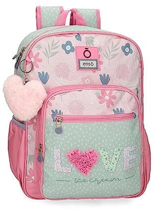 Enso Love Ice Cream Schulrucksack, anpassbar, Grün, 30 x 38 x 12 cm, Polyester, 13,68 l, grün, Talla única, Schulrucksack, anpassbar an den Trolley