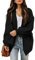 Jhsnjnr Women's Chunky Knit Open Front Cardigans with Pockets Casual Oversized Long Sleeve Sweaters Black