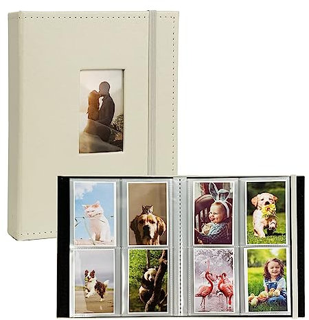 Photo Albums, 208 Pockets PU Leather Mini Album Compatible with Fujifilm Mini 7s 8 8+ 9 25 26 50s 70 90 Film, PIC-300 Z2300 Film Instant Camera, Beige