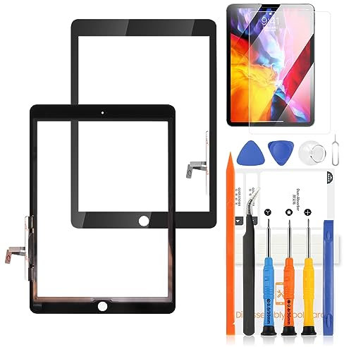 LADYSON Touchscreen Digitizer für iPad 9.7 2017 iPad 5. Generation A1822 A1823 Bildschirm für iPad 5 Touchscreen Ersatz Reparatur-Set ohne Home Button (kein LCD Display) (Schwarz)