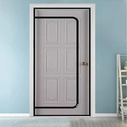 Miaogoo Moustiquaire pour porte de balcon avec fermeture éclair, maille adhésive durable - Ventilation - Porte coulissante - 140 x 220 cm - Noir D