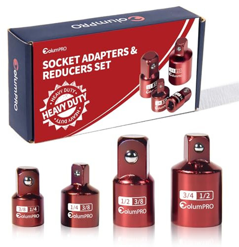 ColumPRO Impact Socket Adapter and Reducer Set, 4PCS 1/4, 3/8, 1/2-inch Cr-V Steel Socket Adapter Reducer