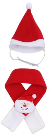 DRESSOOS 2stücke Weihnachtskostüme Für Haustiere Santa Hut Und Schal Für Hunde Und Katzen Cosplay Requisiten Für Weihnachtsfeiern Und Fotografie