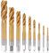 Treki Metric Machine Screw Tap Set, 9pcs Titanium Spiral Flute Drill Taps Metric Screw Taps Thread Tapping Tool (Round Shank with Square End) M2 M2.5 M3 M4 M5 M6 M8 M10 M12