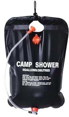 SULIVES Solar Camping Shower Bag, 20L Portable Heated Shower Bag with Removable Hose and Switchable Shower Head, Lightweight Foldable for Outdoor Camping, Hiking, Traveling, and Beach
