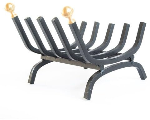 Portalegna 30 cm - Pomelli in Ottone - Rack per Legna da Ardere - Nero - Vicino al Camino o alla Stufa