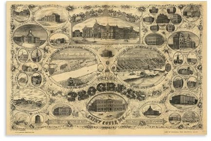 Map Progress Of City Of St. Louis Missouri 1884 Poster Dekorative Malerei Leinwand Wandkunst Wohnzimmer Poster Schlafzimmer Malerei,Wandkunst Bilddruck Moderne Familienzimmer Dekor 24x36inch(60x90cm)