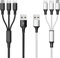 Multi Charging Cable 2 Packs, 3A 3 in 1 Fast Charging Cord,1.25M Nylon Braided Multiple USB Cable with iP Micro USB Type C Port for iPhone,Samsung,PS4, Tablet, Xiaomi and More（Black+Sliver）